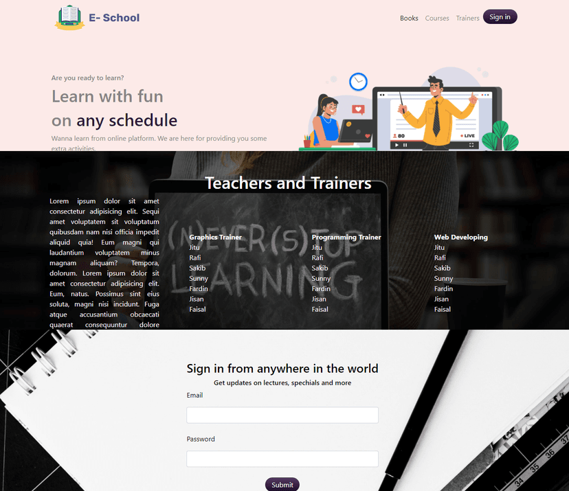 E-School Landing Page